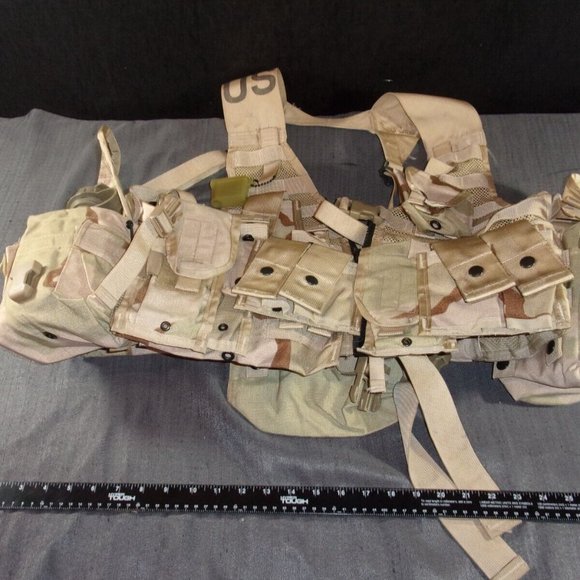 DCU DESERT CAMO FLC LBE LBV LOAD BEARING VEST w/COMBAT TACTICAL POUCHES EC 1241 - Picture 4 of 12